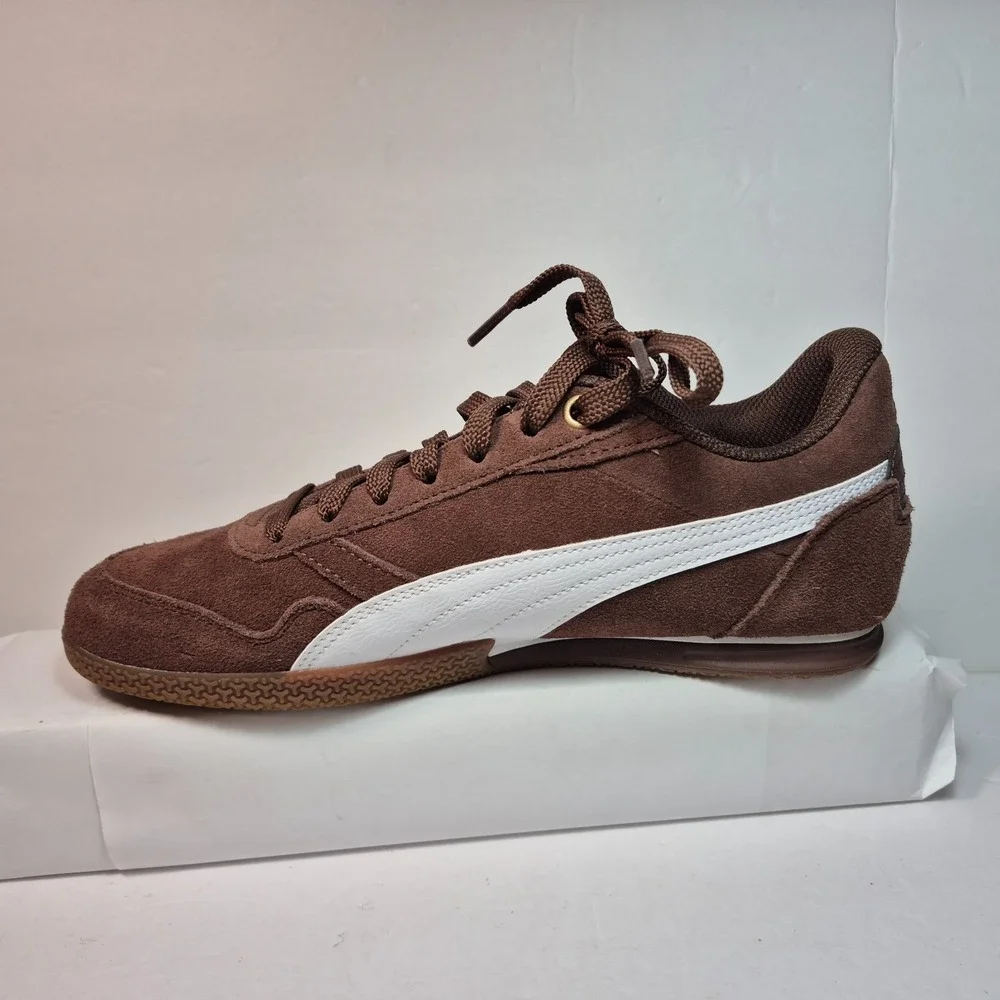 PUMA Women's Bella Donna SD Brown/White Suede Low Top Lace Sneaker 8.5